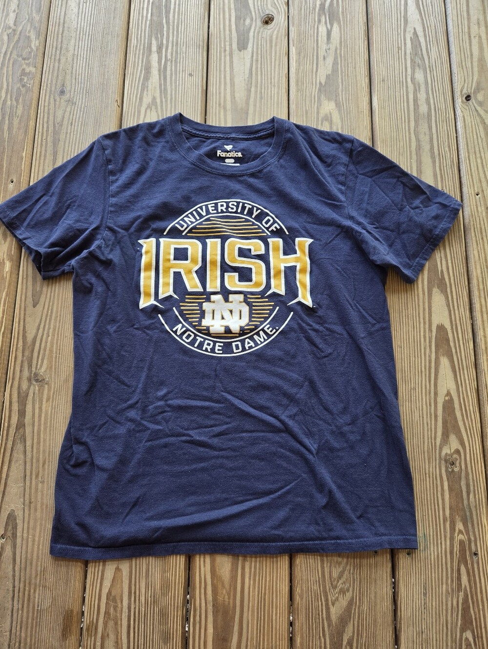 Fanatics Navy Notre Dame IRISH Graphic Tee with Gold Accents M